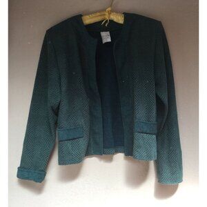 Weekenders Womens Small Textured Open Front Cropped Cardigan Sweater Green